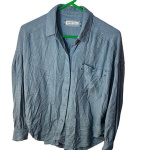we the free free people chambray Blue Button-Up Shirt size small